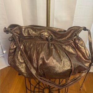 Rabeanco Leather Elegant Brown Shoulder Bag with Versatile Design